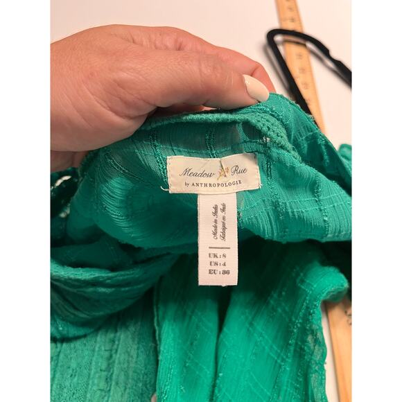 Anthropologie Meadow Rue Women's Green Button Down Mini Dress Size 4 - Picture 5 of 10